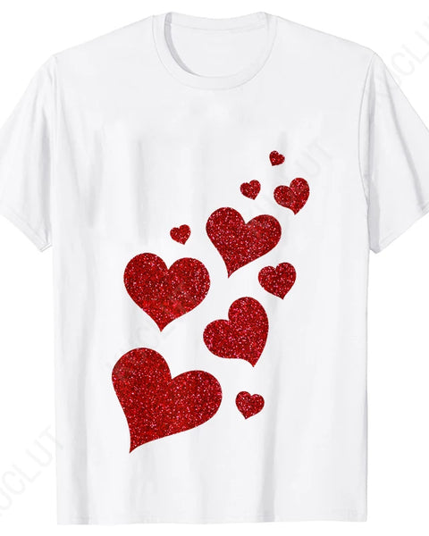 Womens Valentines Shirts Cute Heart T Shirts Funny Valentines Day Tees for Ladies Short Sleeve Clothes Summer Fashion T-shirts