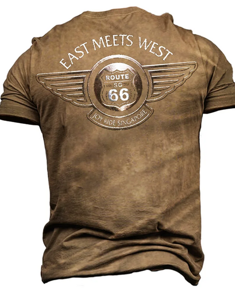 Vintage Print 3D American Route 66 T Shirt Short Sleeve Tees