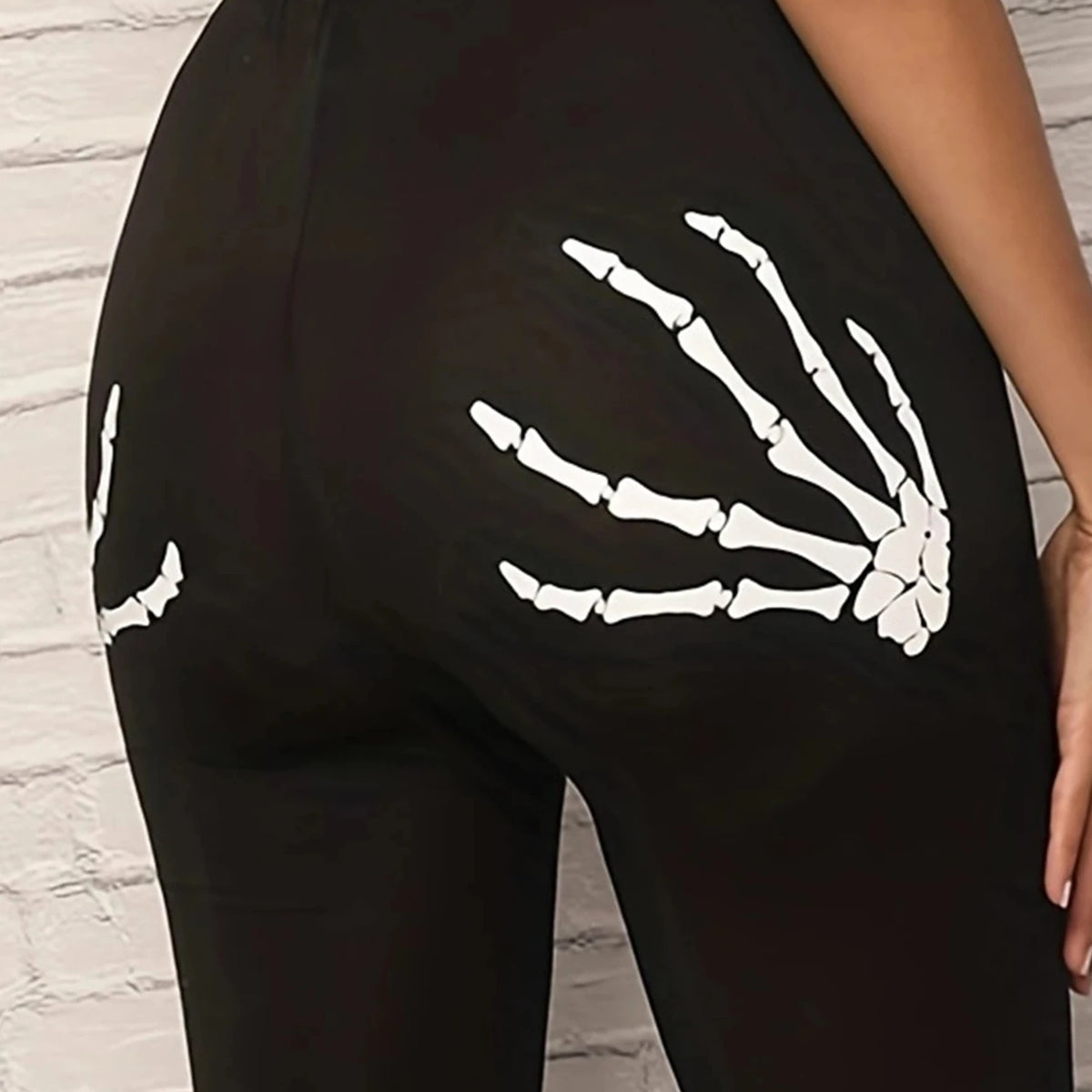 New European-style Ripped Niners Fashion Skull Print Leggings Gothic Style