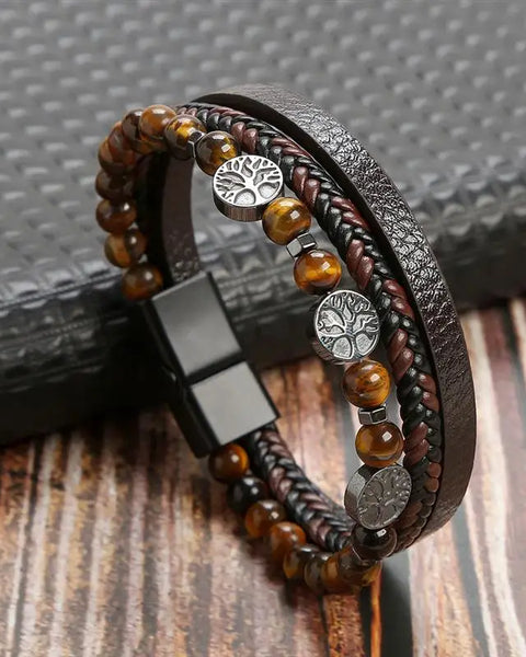 Tree of Life  Multi Layer Leather Bracelet For Men