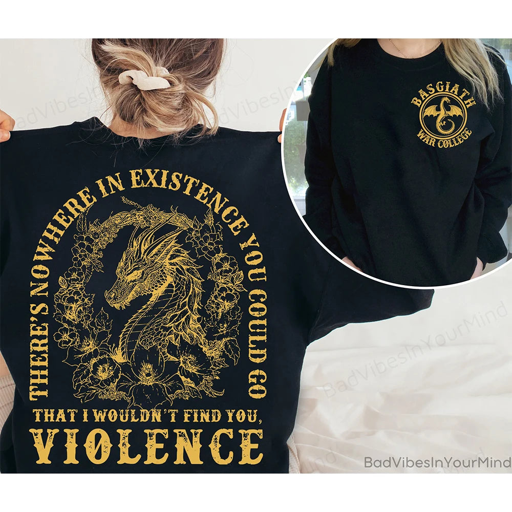 Retro Sweatshirt Fourth Wing Dragon Rider Basgiath War College Sweatshirt