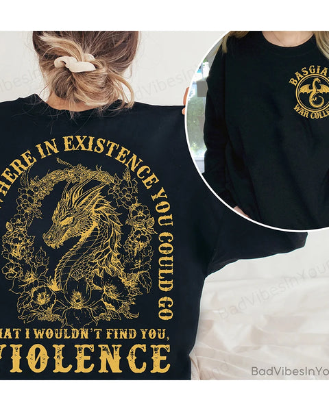 Retro Sweatshirt Fourth Wing Dragon Rider Basgiath War College Sweatshirt