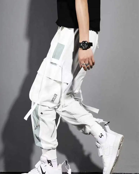 Classic Streetwear Casual Men Ribbons Harem Jogging Pants