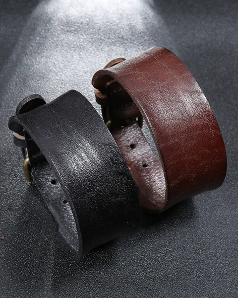 Retro Single-layer Genuine Leather Wide Hand Strap