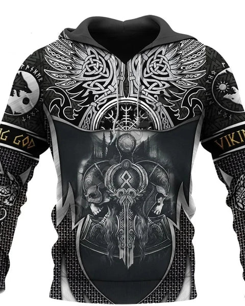 Vintage  Viking Mythology  Long Sleeve Oversized   Hoodie