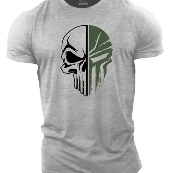 3D Men's T shirt for men Print Military Skull T Shirt Oversized Gym Short-Sleeved Sportswear Men Clothing Sport Top Tees