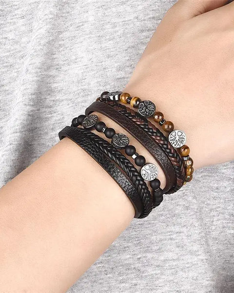 Tree of Life  Multi Layer Leather Bracelet For Men