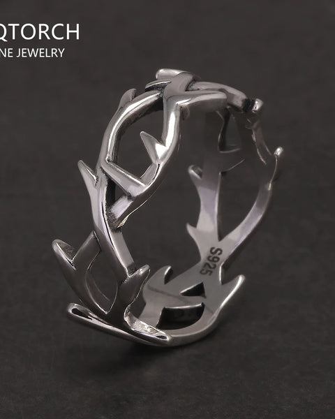 925 Sterling Silver Gothic Thorn Couple Rings for Women Men  Adjustable