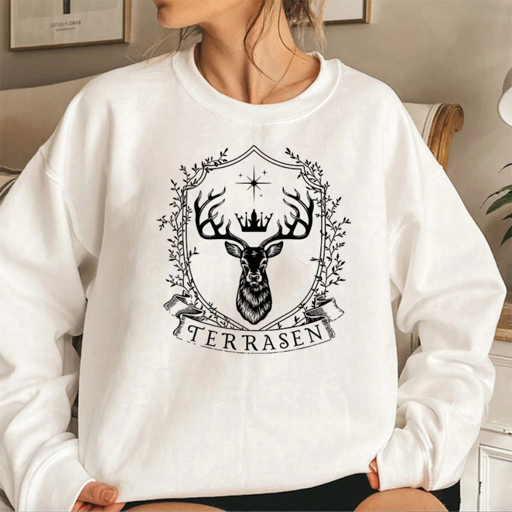 Terrasen Throne of Glass Sarah J Maas Series Hoodie Vintage Pullover Women Crewneck Sweatshirts