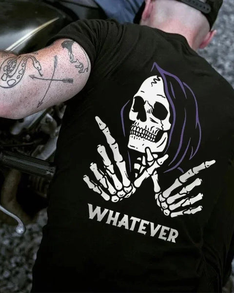 Gothic Biker Skull Printed Men's T-Shirt Cotton Fashion Short Sleeve High Quality Tops Punk Skulls Retro Casual Oversized Tees