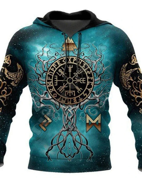 Vintage  Viking Mythology  Long Sleeve Oversized   Hoodie