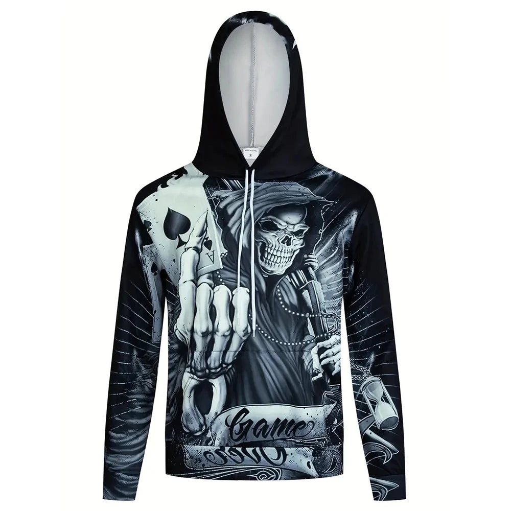 Retro Men's 3D Printed Skull Spades hoodies