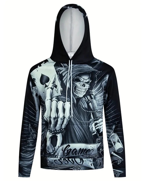 Retro Men's 3D Printed Skull Spades hoodies