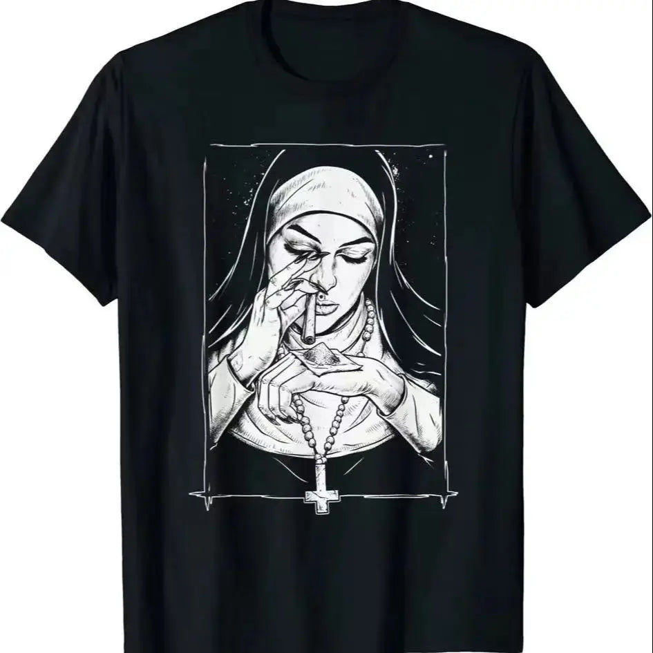 Take Drugs Nun T Shirt Casual New Arrival Summer Graphic T Shirts