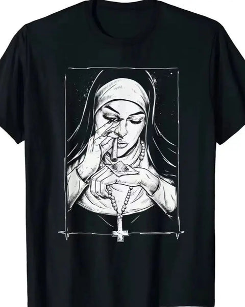 Take Drugs Nun T Shirt Casual New Arrival Summer Graphic T Shirts