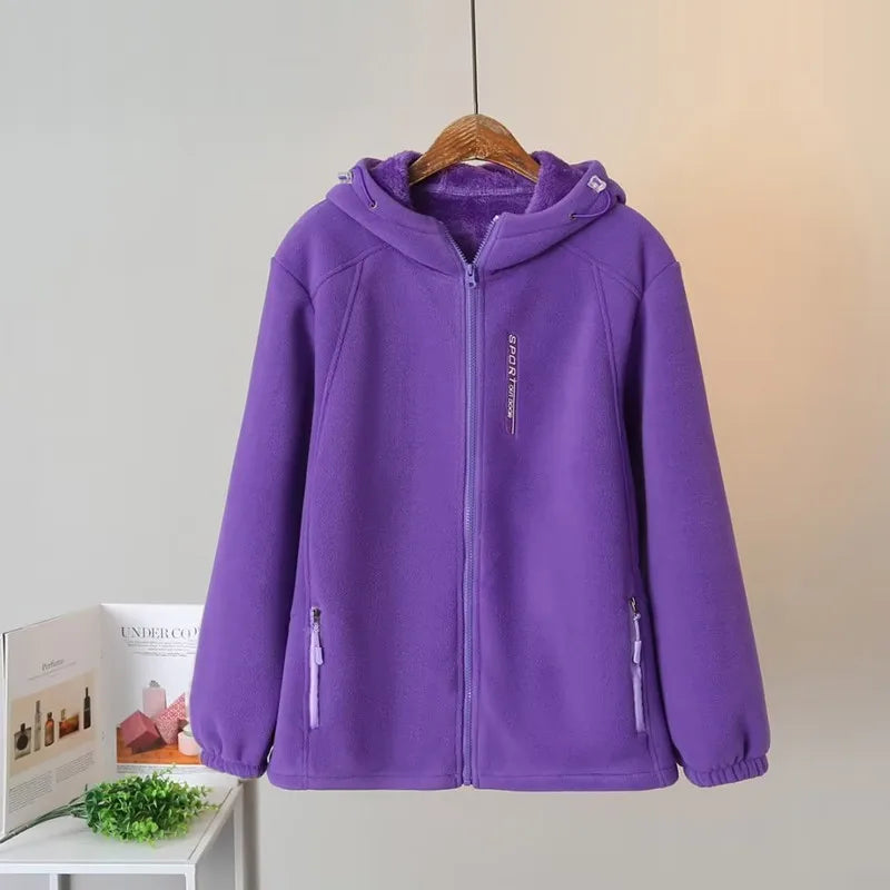 Winter Hoodies Long Sleeve Zipper Polar Fleece Thick Casual Sports Sweatshirt