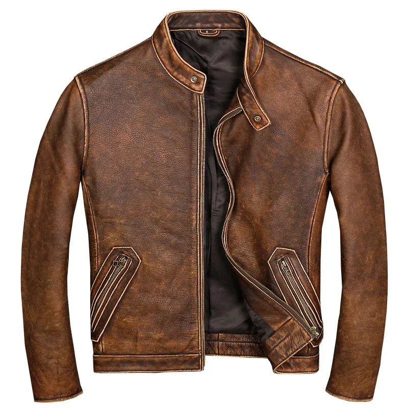 Winter  Men's Genuine Cow Leather Jacket