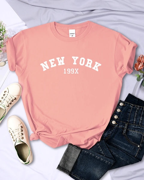 New York 199X Personality Letter T Shirt Womens Fashion Brand Short Sleeve Casual Comfortable Tee Shirtsport Summer T-Shirts