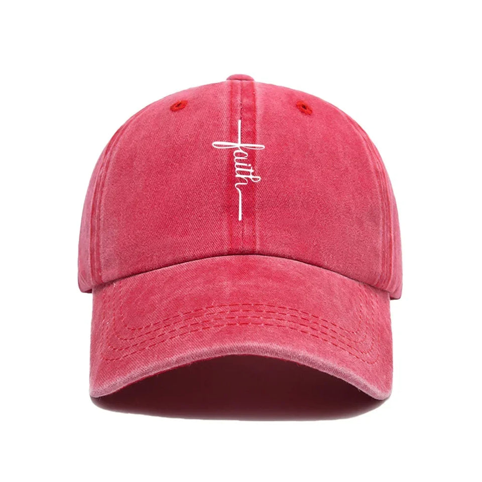 Printed Faith Soft Top Baseball Cap Unisex Outdoor Sun Protection Washable Retro Style Windproof Hat for Men And Women