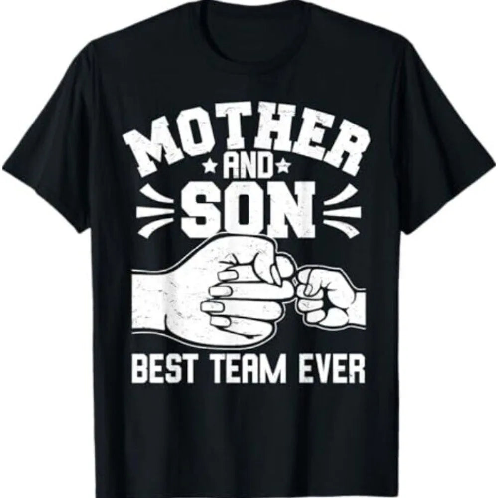 Mother and Son Best Team Ever Tshirt Sons Mom Matching Mother's Day T-Shirt Women Summer Crewneck Cotton Short Sleeve