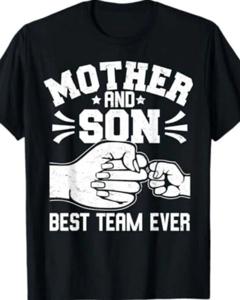 Mother and Son Best Team Ever Tshirt Sons Mom Matching Mother's Day T-Shirt Women Summer Crewneck Cotton Short Sleeve