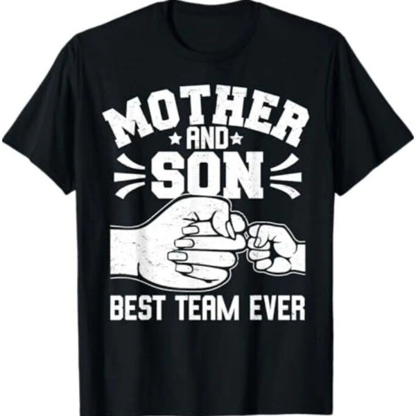 Mother and Son Best Team Ever Tshirt Sons Mom Matching Mother's Day T-Shirt Women Summer Crewneck Cotton Short Sleeve