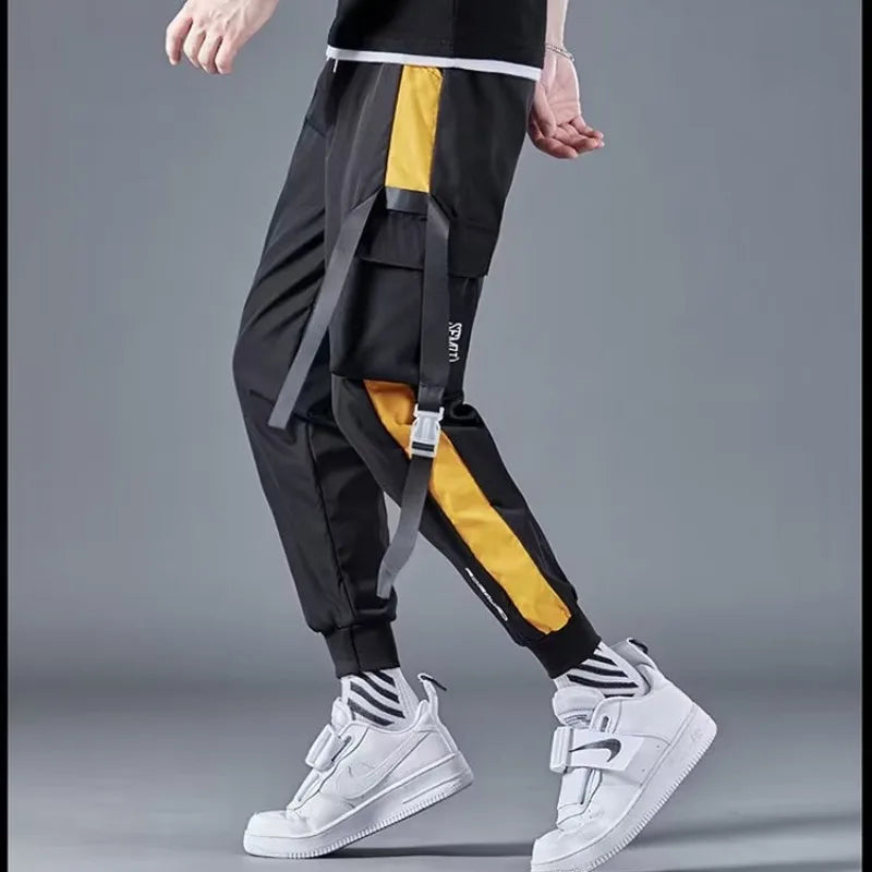 Classic Streetwear Casual Men Ribbons Harem Jogging Pants