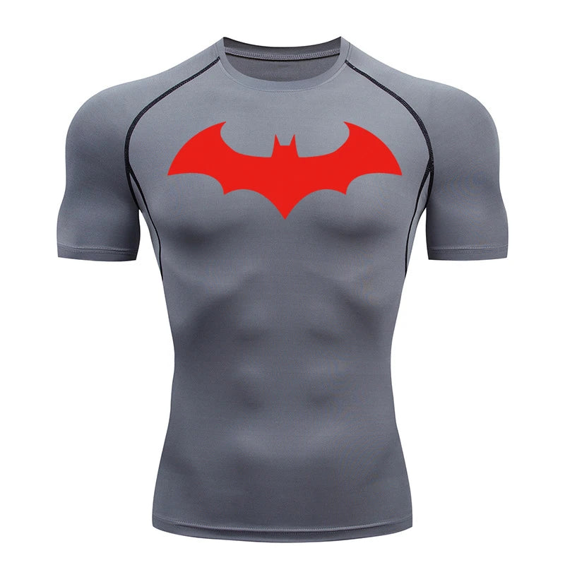 Bat Graphic Compression Shirts for Men Short Sleeve Rash Guard Gym Workout