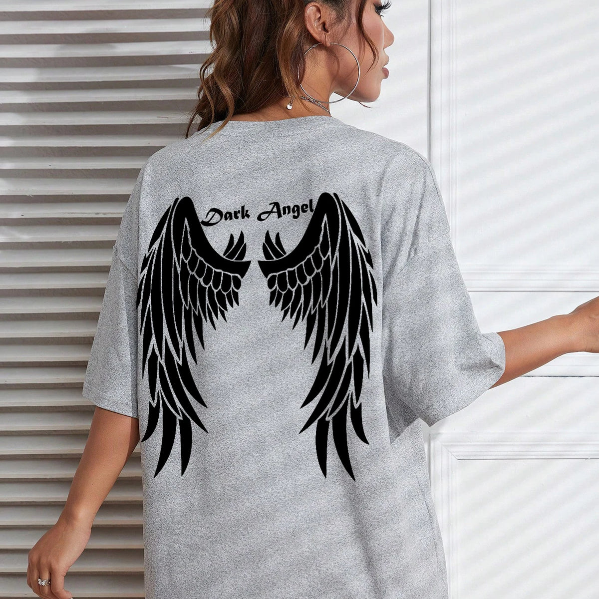 Dark Angel Wing Hot sale Graphic Printed T-Shirts For Women  Oversized Clothing