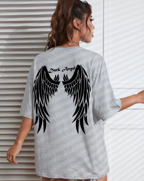 Dark Angel Wing Hot sale Graphic Printed T-Shirts For Women  Oversized Clothing