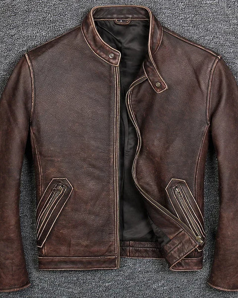 Winter  Men's Genuine Cow Leather Jacket