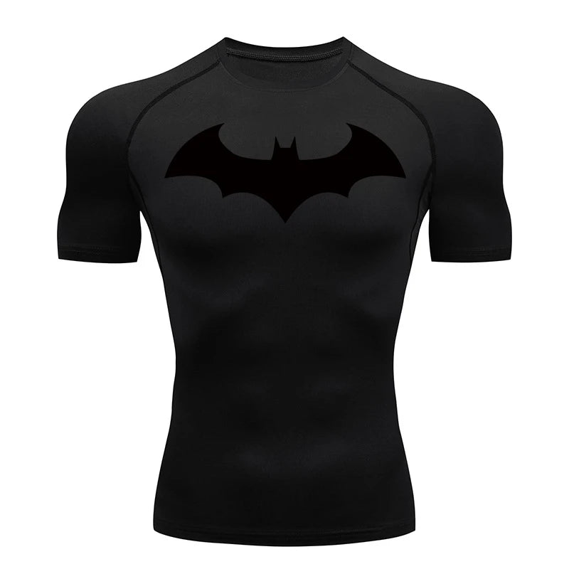 Bat Graphic Compression Shirts for Men Short Sleeve Rash Guard Gym Workout