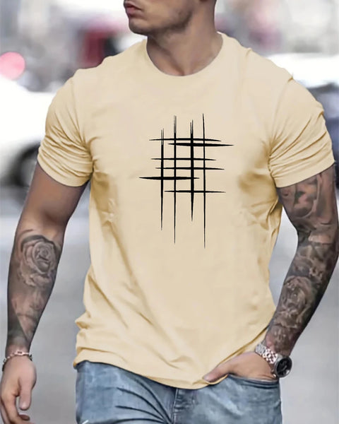 Simple Line Graphic T Shirts For Men Summer Fashion Short Sleeve O Neck 3D Printed T-shirts Loose Casual Breathable Tees Tops