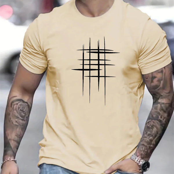 Simple Line Graphic T Shirts For Men Summer Fashion Short Sleeve O Neck 3D Printed T-shirts Loose Casual Breathable Tees Tops