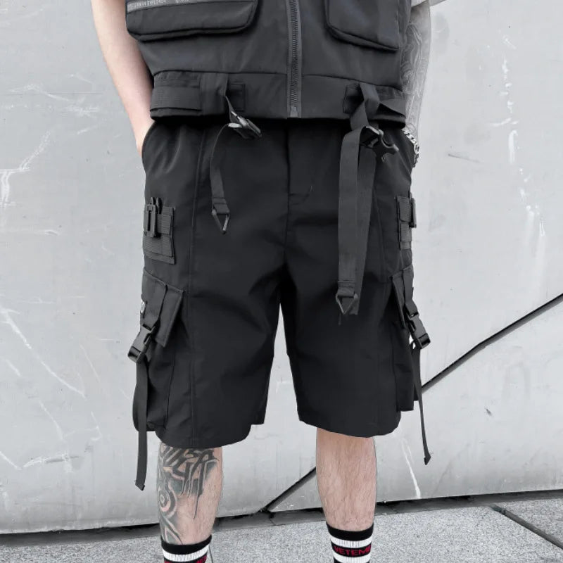 Men Tactical Cargo Shorts Summer Fashion Functional Multi Pockets Shorts Tech wear Hip Hop Streetwear Knee Length Pants