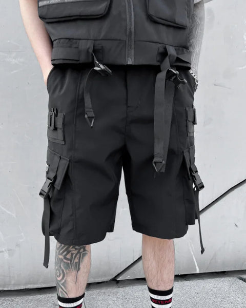 Men Tactical Cargo Shorts Summer Fashion Functional Multi Pockets Shorts Tech wear Hip Hop Streetwear Knee Length Pants