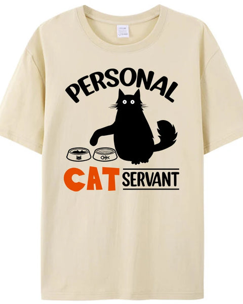 Black Cat Personal Cat Servant Funny Cat Meme Women Men's T-Shirt