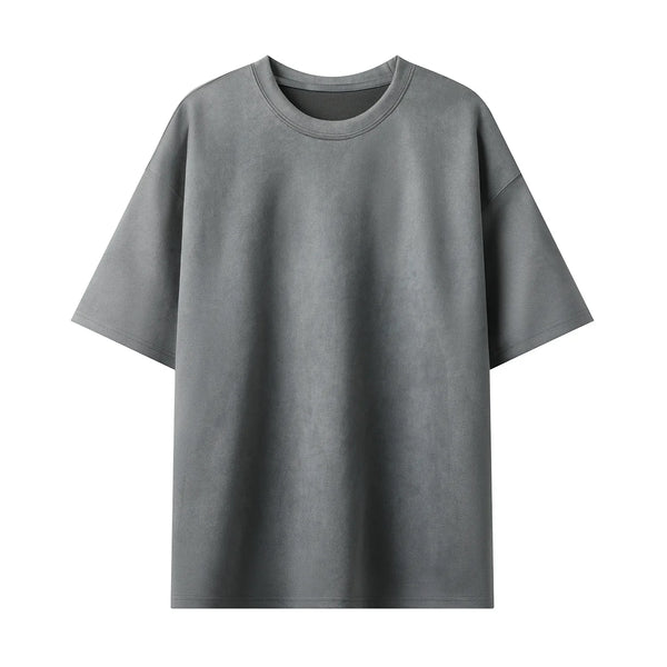 Heavyweight Suede Short Sleeve T-Shirt Men's American Oversize Trendy Loose Seven-Quarter Large Size Body Shirt Casual Wear