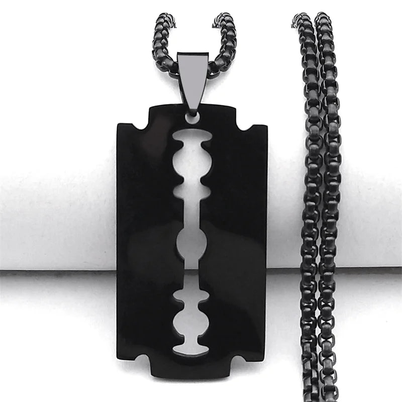 Gothic Blade Razor Pendant Necklaces