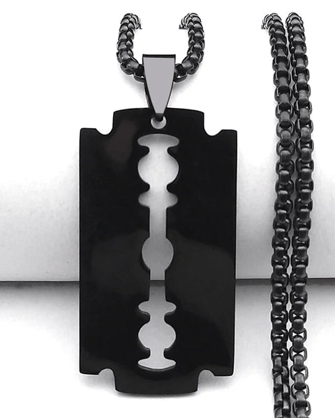 Gothic Blade Razor Pendant Necklaces