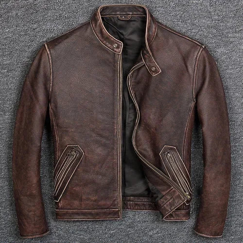 Winter  Men's Genuine Cow Leather Jacket