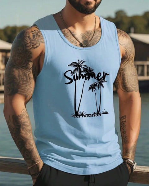 Summer Temperament Men's Tank Top Men's Beach Casual Holiday Wear 3D Printed Daily Outdoor Sports Sleeveless Crew Neck Tank Top