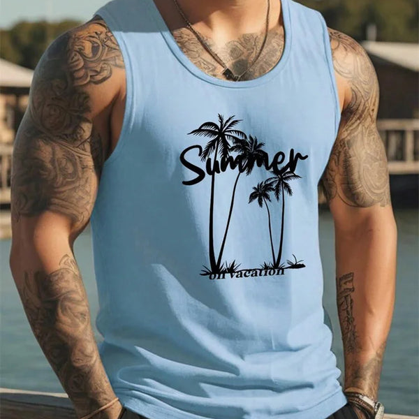 Summer Temperament Men's Tank Top Men's Beach Casual Holiday Wear 3D Printed Daily Outdoor Sports Sleeveless Crew Neck Tank Top