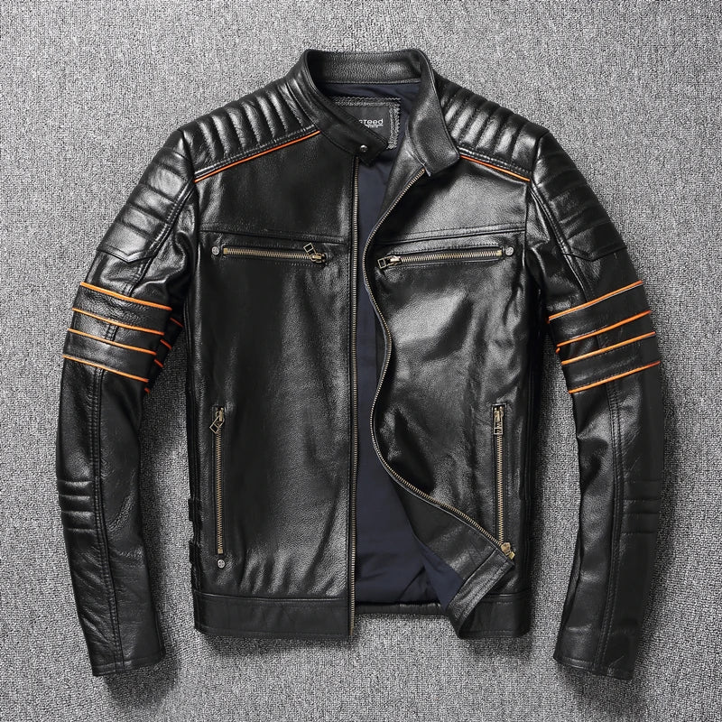 Vintage Genuine Cowhide Leather  jacket Men