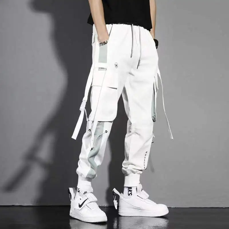 Classic Streetwear Casual Men Ribbons Harem Jogging Pants