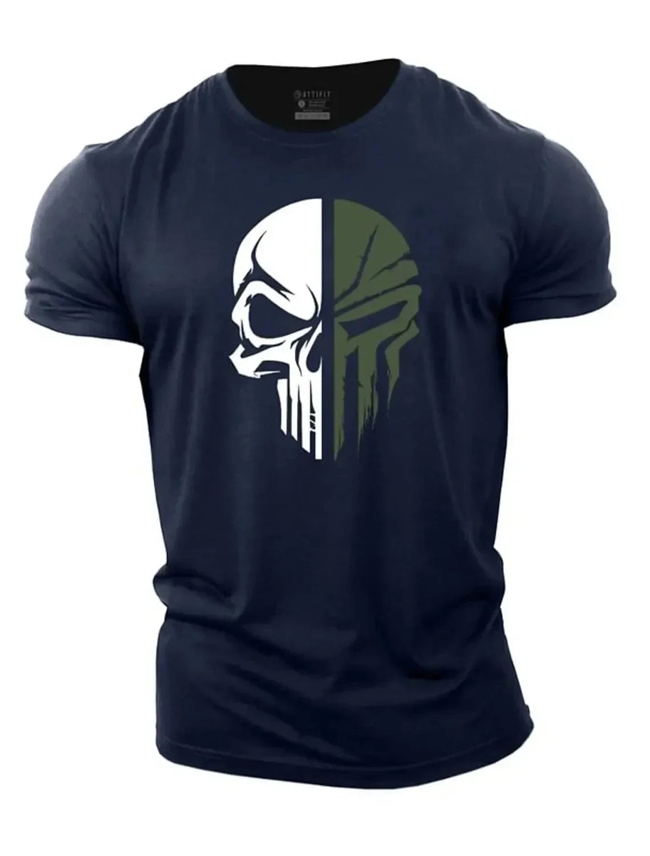 3D Men's T shirt for men Print Military Skull T Shirt Oversized Gym Short-Sleeved Sportswear Men Clothing Sport Top Tees