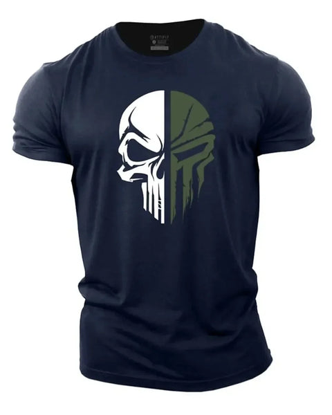 3D Men's T shirt for men Print Military Skull T Shirt Oversized Gym Short-Sleeved Sportswear Men Clothing Sport Top Tees