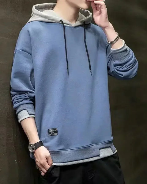 Men's Hoodie Sweatshirt Casual Loose Fashionable Spring Autumn New Style Trendy Versatile Top Trendy Fake Two-Piece Casual Jacke