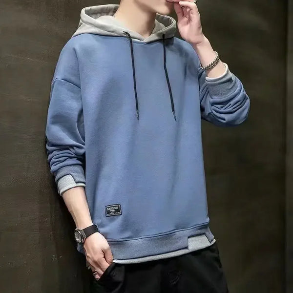Men's Hoodie Sweatshirt Casual Loose Fashionable Spring Autumn New Style Trendy Versatile Top Trendy Fake Two-Piece Casual Jacke