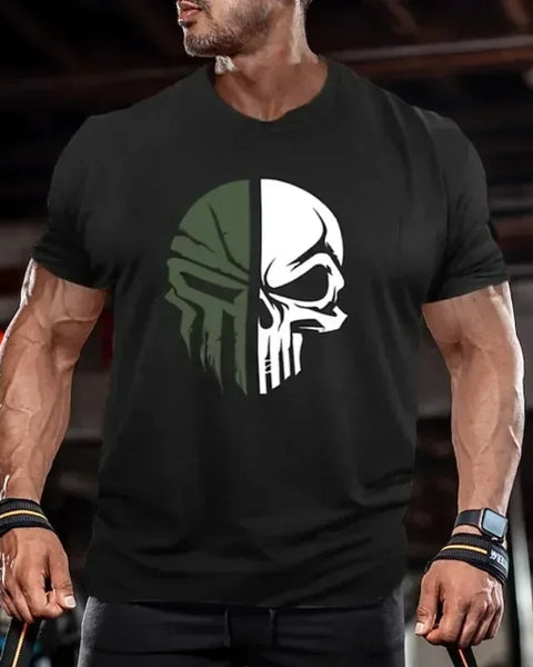 3D Men's T shirt for men Print Military Skull T Shirt Oversized Gym Short-Sleeved Sportswear Men Clothing Sport Top Tees